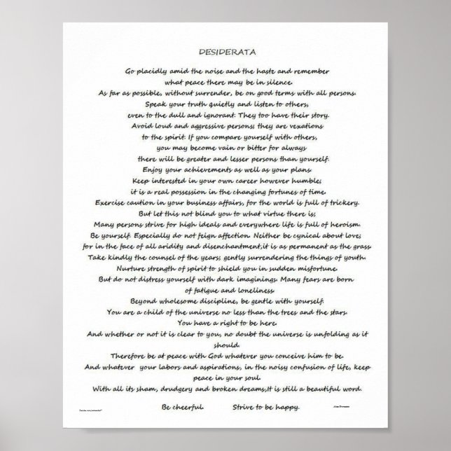 DESIDERATA MAX EHRMANN POSTER (Framsidan)