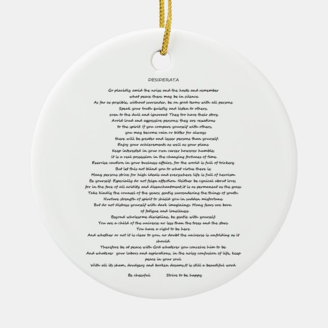 DESIDERATA MAX ERHMANN ORNAMENT (Framsidan)