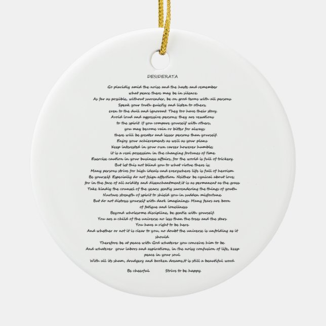 DESIDERATA MAX ERHMANN ORNAMENT (Framsidan)