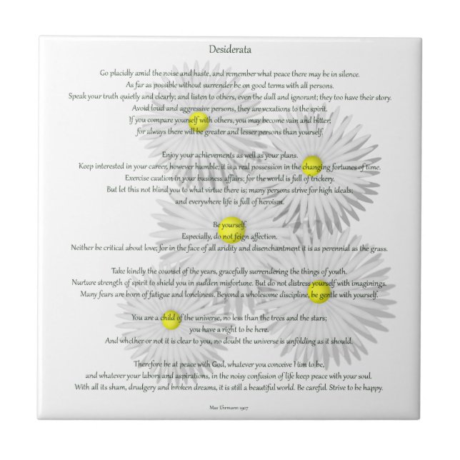 Desiderata med daisy kakelplatta (Framsidan)