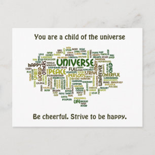 Desiderata Motivational Ord Cloud Postcard Vykort