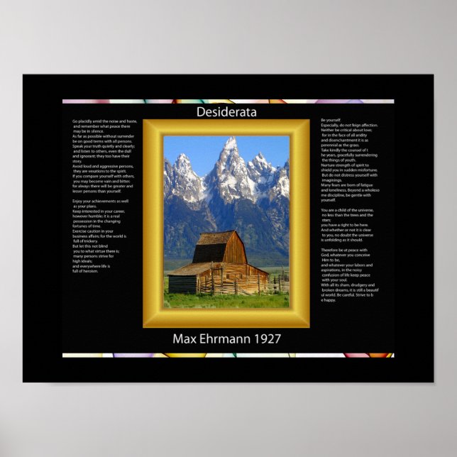 DESIDERATA Mountain Barn Poster (Framsidan)