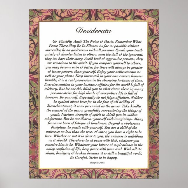 DESIDERATA Multifärgad Trim Poster (Framsidan)