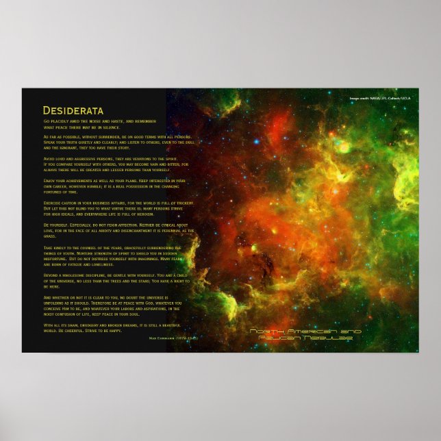 Desiderata - Nordamerika och Pelican Nebulae Poster (Framsidan)