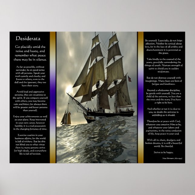 Desiderata Ocean Segelbåt Poster (Framsidan)