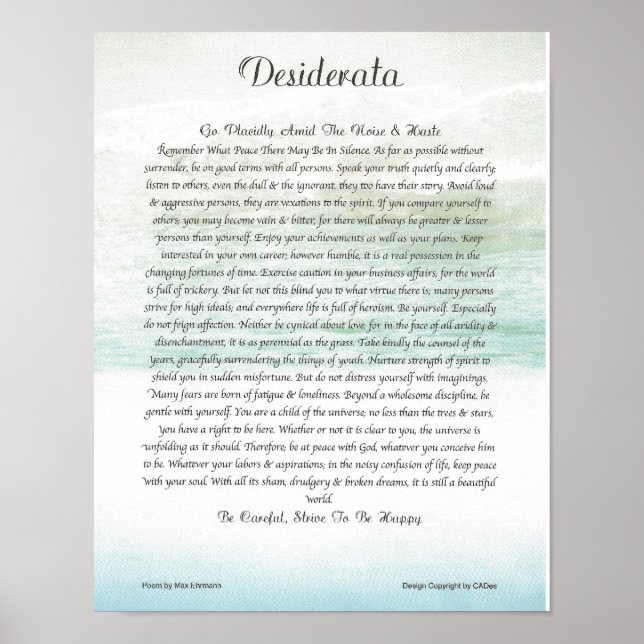 DESIDERATA Ocean Wave Poster (Framsidan)