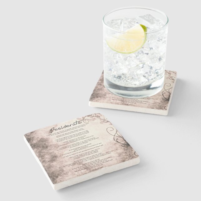 Desiderata om Vintage Blommigt Faux Parchment Underlägg Sten (Sidan)