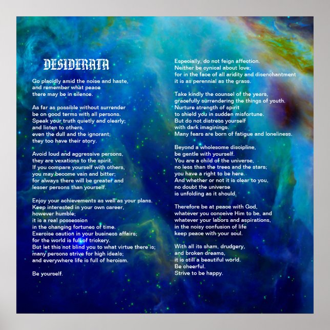 Desiderata on Orion Nebula Poster (Framsidan)