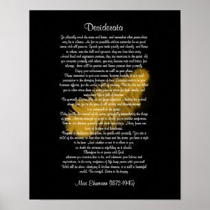 Desiderata "önskad sak" Golden ludd svart Poster