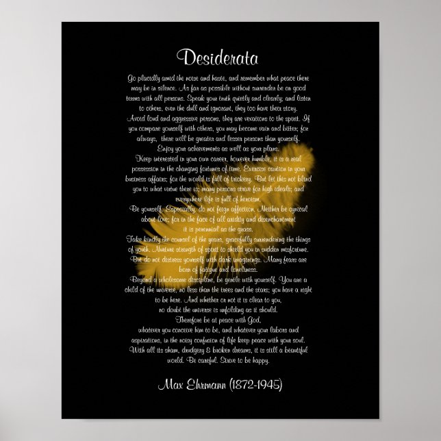 Desiderata "önskad sak" Golden ludd svart Poster (Framsidan)