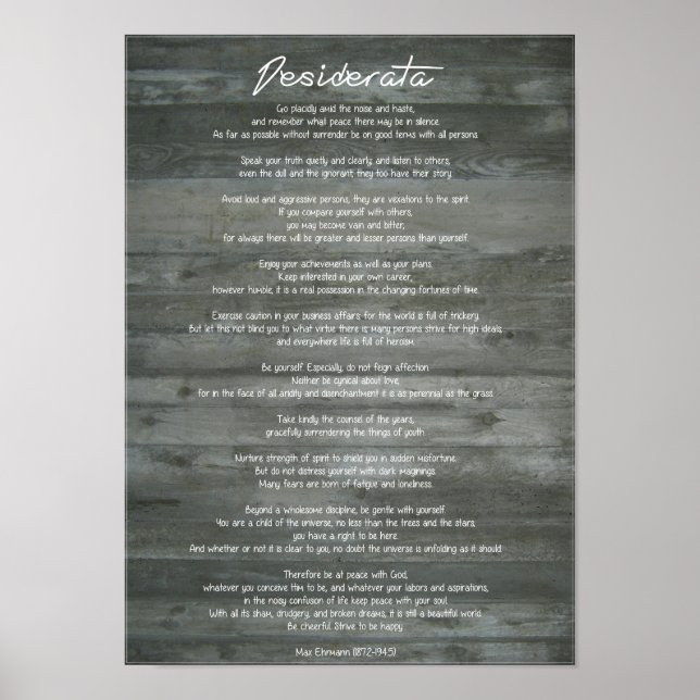 Desiderata "Önskad Sak" på betongvägg Poster (Framsidan)
