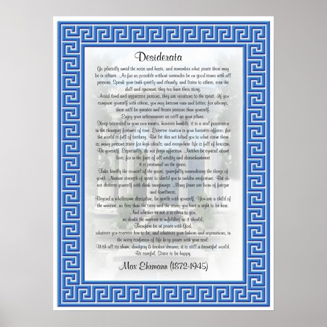 Desiderata "önskad sak" poster (Framsidan)