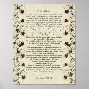 Desiderata "önskade saker", prosa på parchment poster