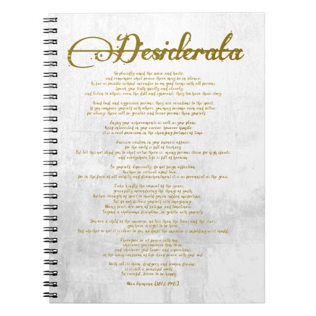 Desiderata "Önskat Sak" Anteckningsbok Med Spiral (Framsidan)