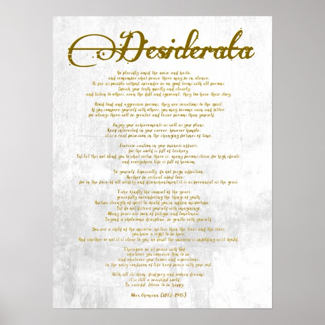 Desiderata "Önskat Sak" Poster (Framsidan)