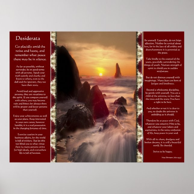 Desiderata Orange Ocean Poster (Framsidan)