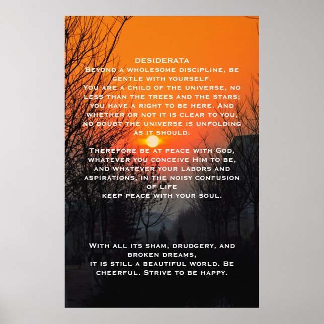 DESIDERATA-Orangens gångväg Poster (Framsidan)