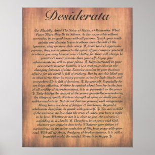 DESIDERATA på den Wood plankan Poster