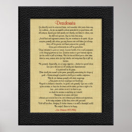 Desiderata på Linen Läder utseende ram Poster