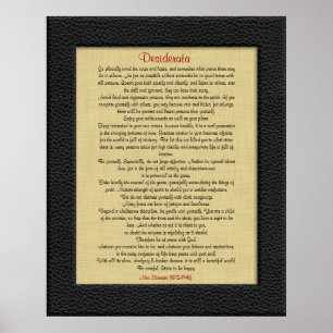 Desiderata på Linen Läder utseende ram Poster