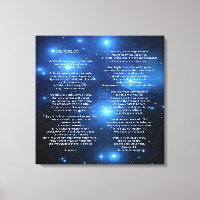 Desiderata på Pleiades Galaxy Canvastryck (Framsida)