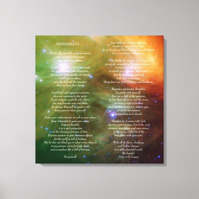 Desiderata på Pleiades Galaxy Canvastryck (Framsida)