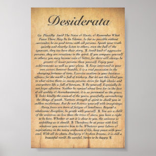 DESIDERATA på präglat träpapper Poster