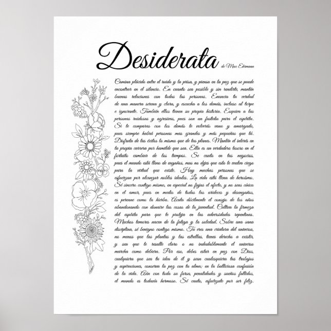 Desiderata på spanska poster (Framsidan)