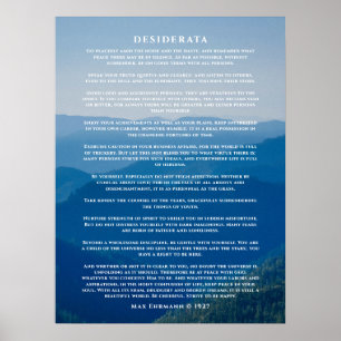 Desiderata Poem Affisch Dimmig Berg