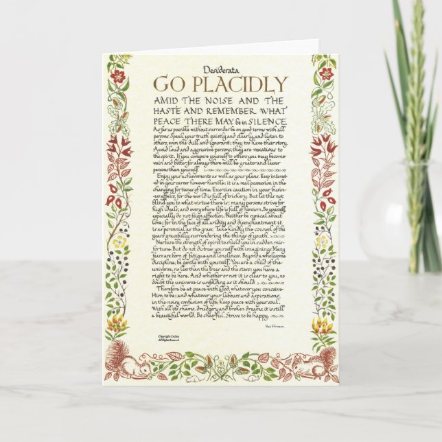 DESIDERATA Poem KORT Max Ehrmann-Wildblommor (Framsida)