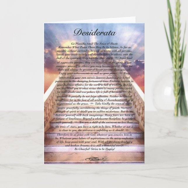 DESIDERATA Poem Kort på Trappa Till Himlen (Framsida)