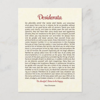 Desiderata Postcard | Desiderata Mini Art Vykort
