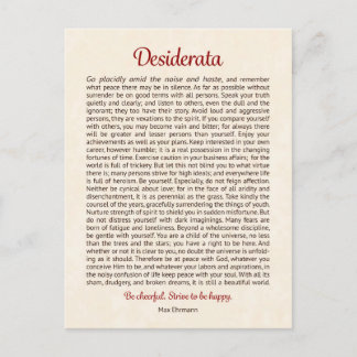 Desiderata Postcard | Desiderata Mini Art Vykort
