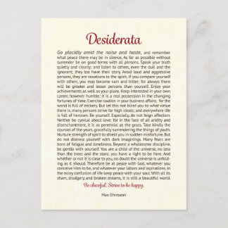 Desiderata Postcard | Desiderata Mini Art Vykort