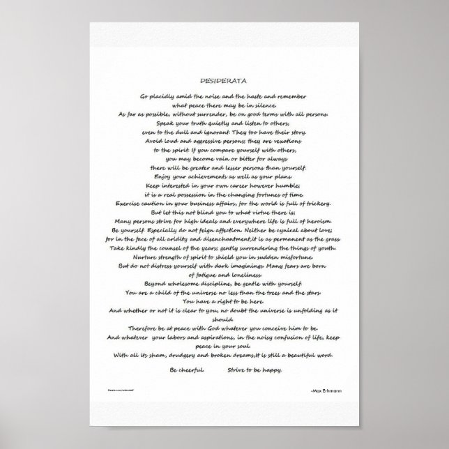 DESIDERATA POSTER (Framsidan)