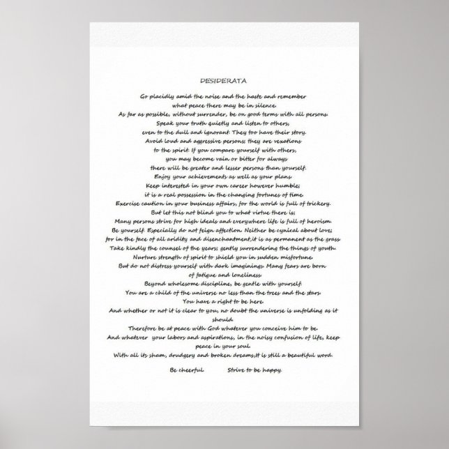 DESIDERATA POSTER (Framsidan)