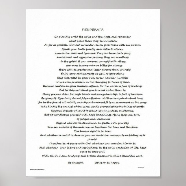 DESIDERATA POSTER (Framsidan)