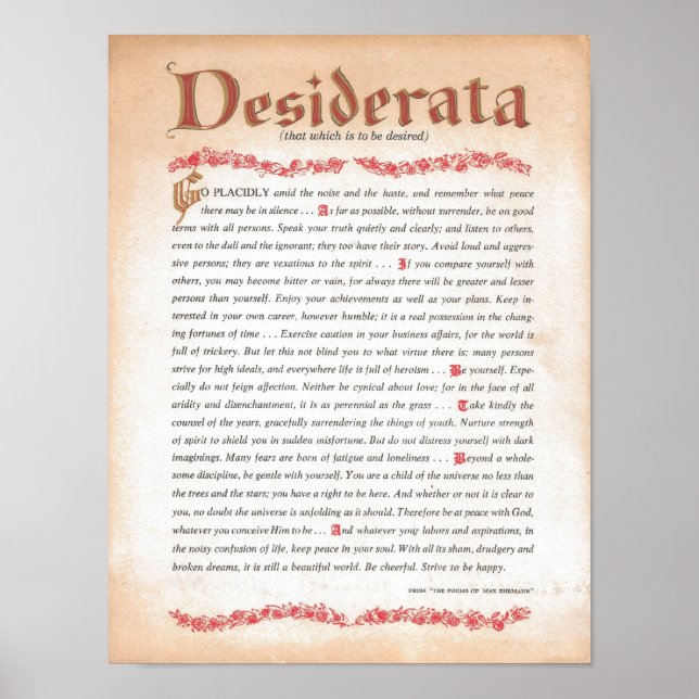 DESIDERATA POSTER (Framsidan)