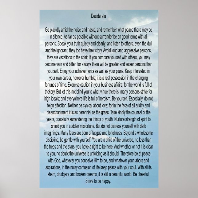 Desiderata Poster (Framsidan)