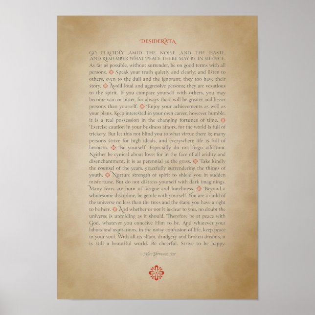 Desiderata poster (Framsidan)