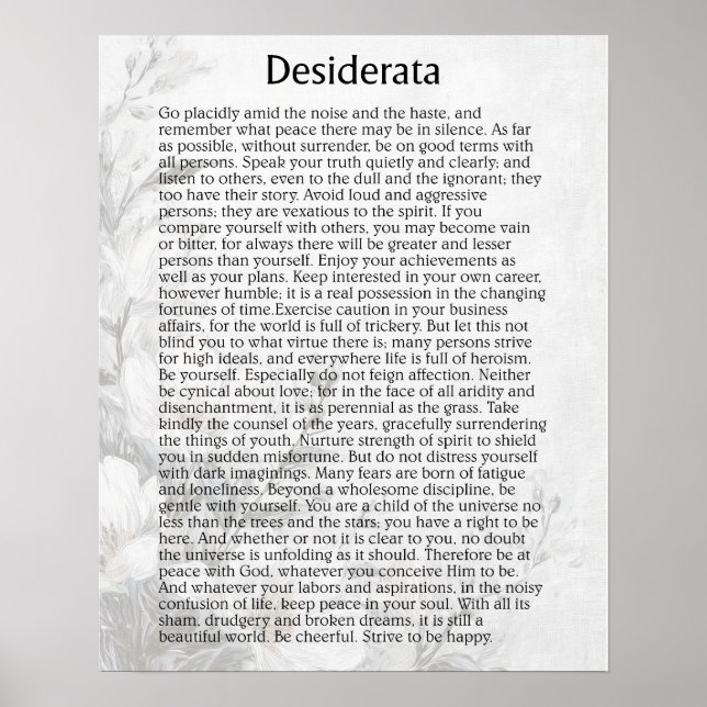 DESIDERATA POSTER (Framsidan)