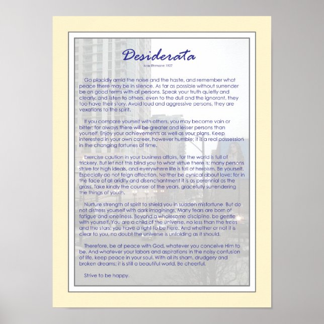 Desiderata Poster (Framsidan)
