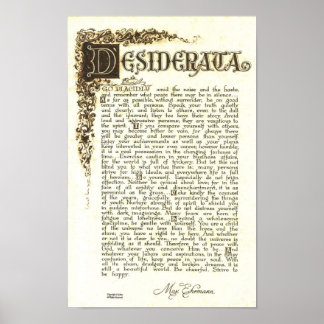 DESIDERATA Poster av Max Ehrmann - Antique Rulla