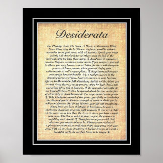DESIDERATA Poster av Max Ehrmann=Fossil