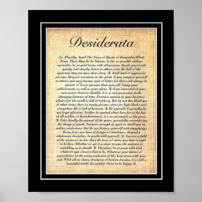 DESIDERATA Poster av Max Ehrmann=Fossil (Framsidan)