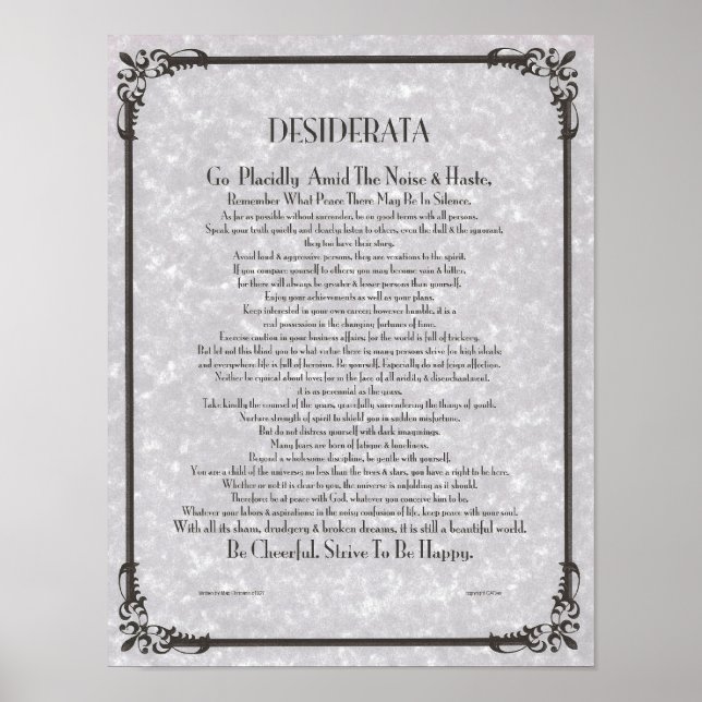 DESIDERATA Poster av Max Ehrmann MANY SIZES (Framsidan)