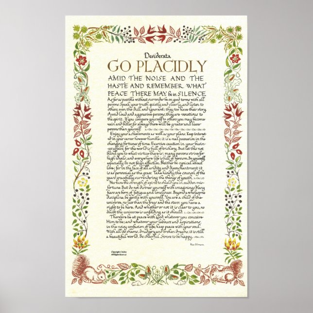 DESIDERATA Poster av Max Ehrmann - Wildblommor (Framsidan)