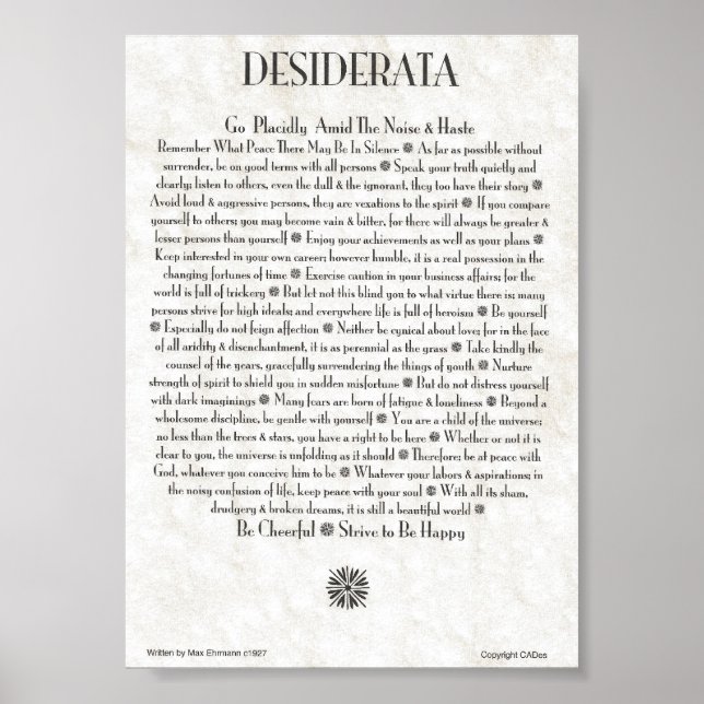 DESIDERATA Poster by Max Ehrmann MANY SIZES (Framsidan)