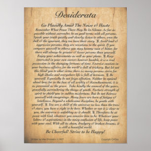 DESIDERATA poster den max Ehrmann-Utföra i relief