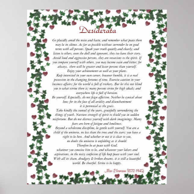 Desiderata Poster Ivy Hearts (Framsidan)